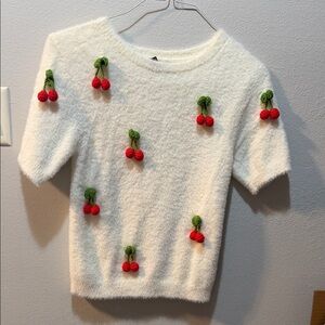 Forever 21 Cream Fuzzy Knit Top